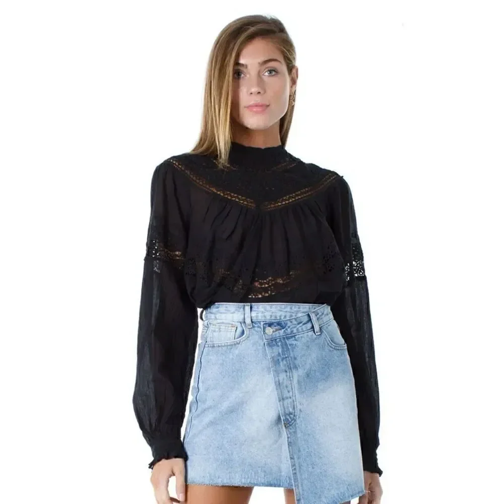 FREE PEOPLE ABIGAIL VICTORIAN TOP Size S